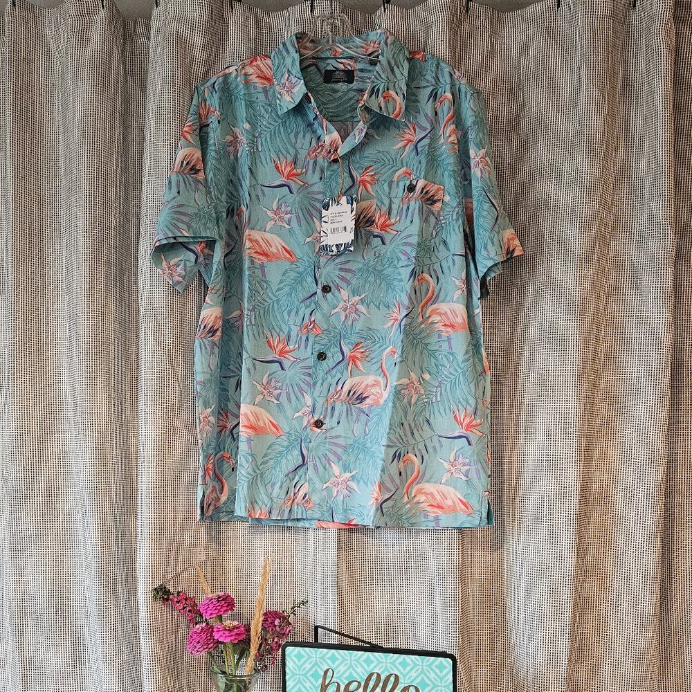 Havana Jim Hawaiian Shirt Flamingo Men's Size L MSRP $50